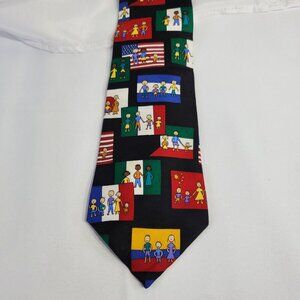 "Save The Children" Mens Tie Families & Flags Designed Necktie By Emily Age 8